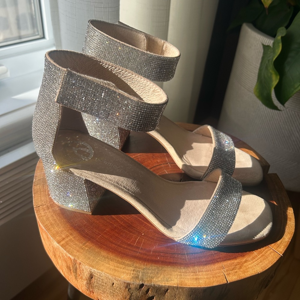 Wishbone Collection Addison Rhinestones Ankle Strap Sandals